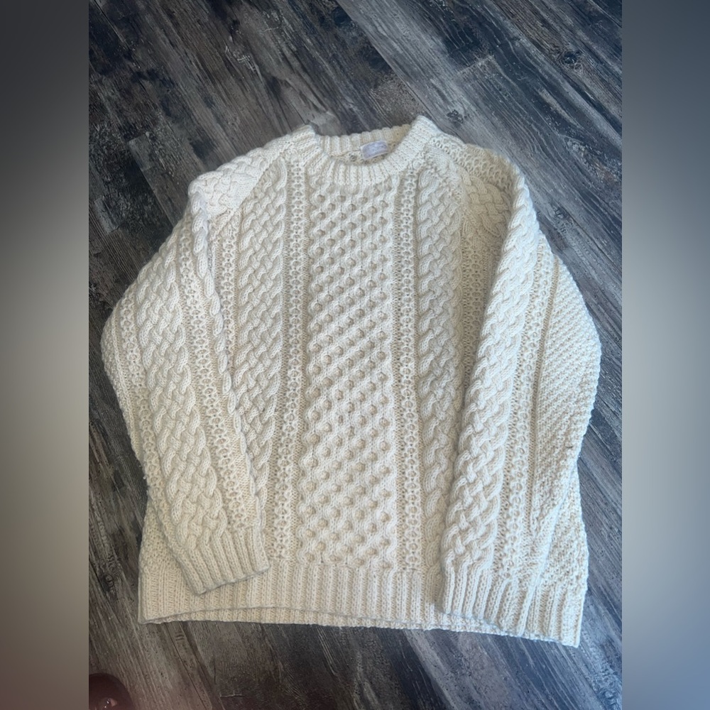 Hand Knitted Wool Cardigan Men Size M